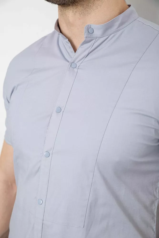 Купить Рубашка мужская однотонная, цвет серый, 186R2043 - Фото №5