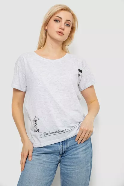 Футболка женская с принтом, цвет серый, 244R2304-5