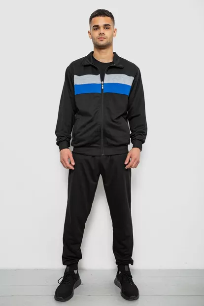 Спортивний костюм чоловічий двонитка, колір чорний, 244R9167