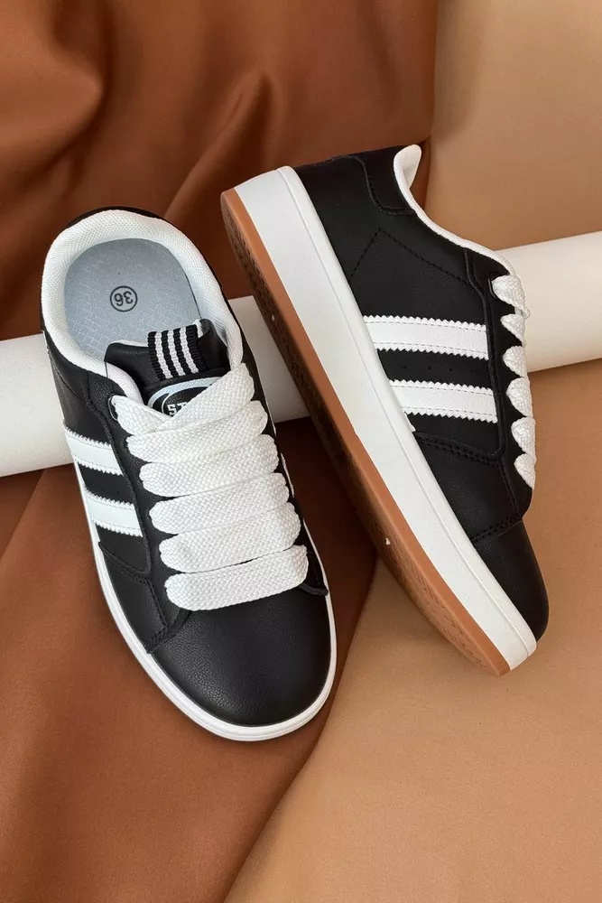 Купити Кросівки жіночі екошкіра, колір чорно-білий, 248RJH300 оптом - Фото №3