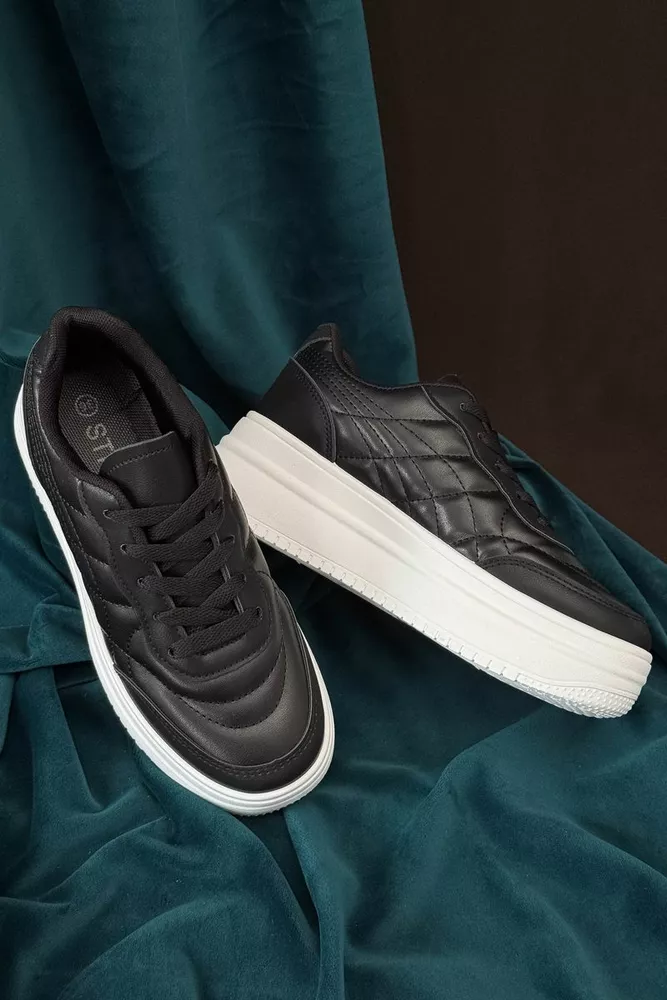 Купити Кросівки жіночі демісезонні, колір чорно-білий, 248RBL21 оптом - Фото №2