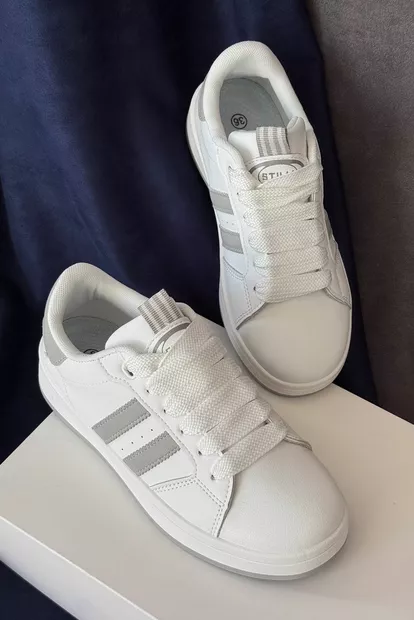 Кросівки жіночі екошкіра, колір біло-сірий, 248RJH300