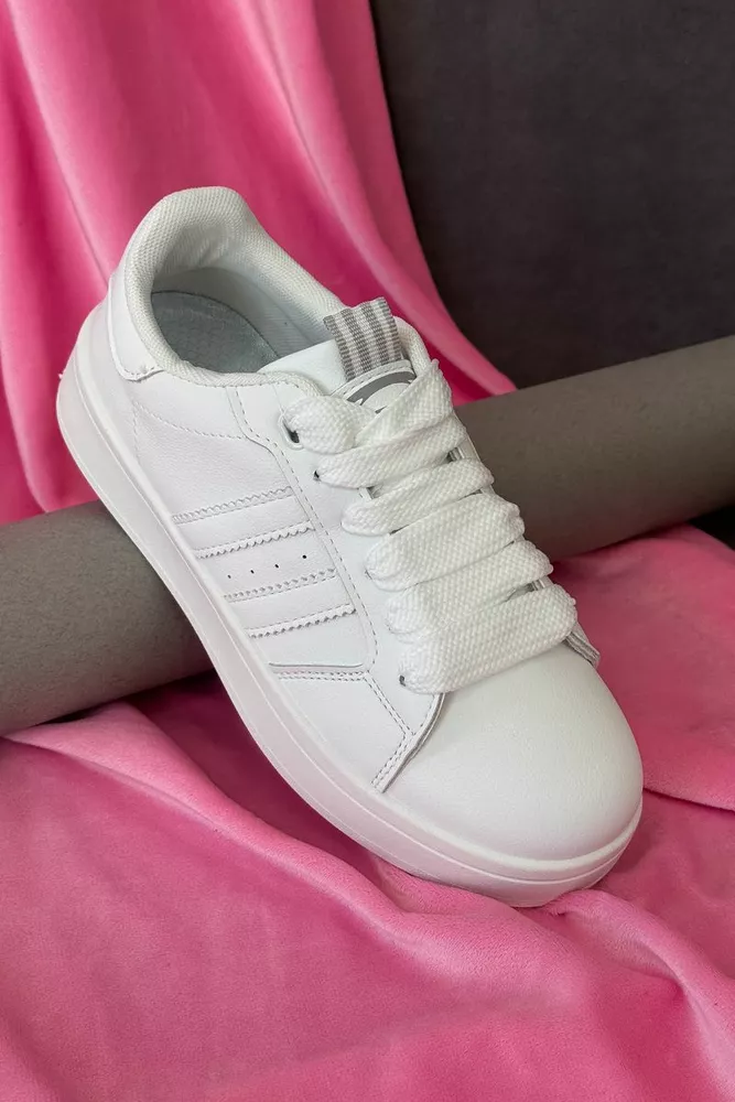 Купить Кроссовки женские экокожа, цвет белый, 248RJH300 оптом - Фото №1