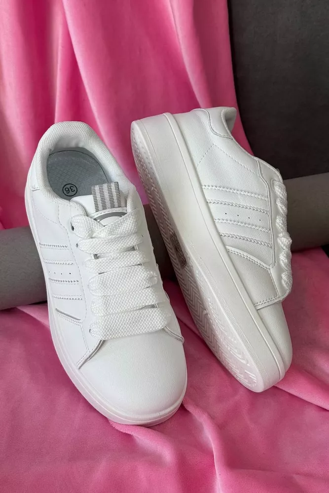 Купить Кроссовки женские экокожа, цвет белый, 248RJH300 оптом - Фото №2