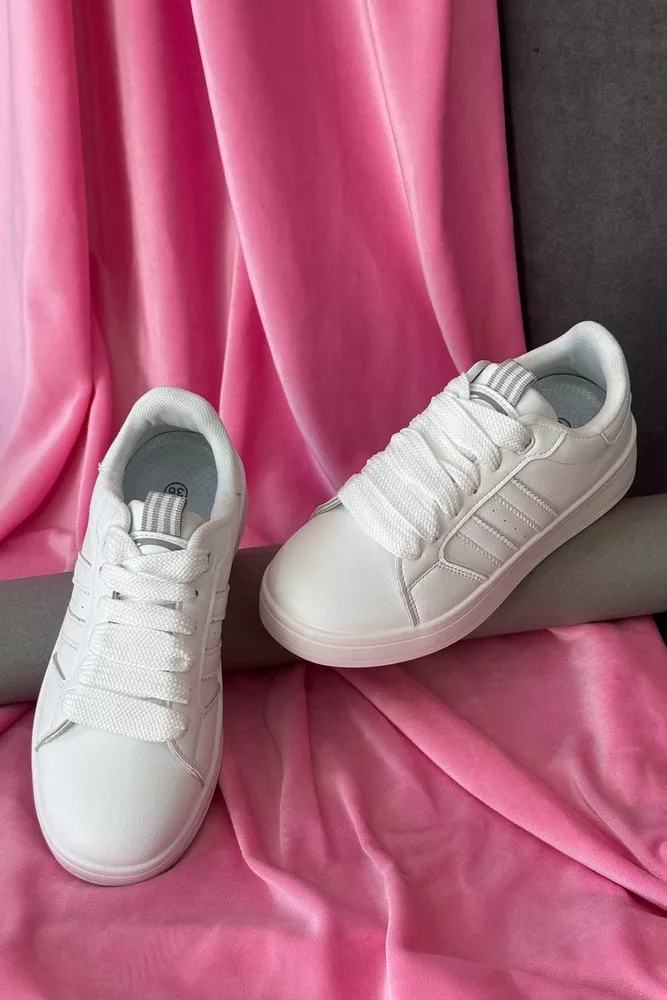 Купить Кроссовки женские экокожа, цвет белый, 248RJH300 оптом - Фото №3