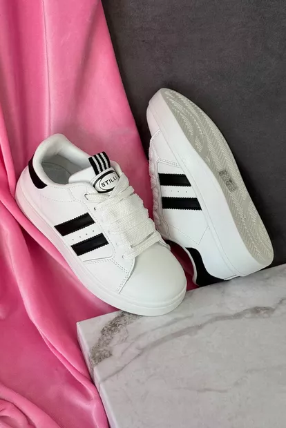 Кроссовки женские экокожа, цвет бело-черный, 248RJH300