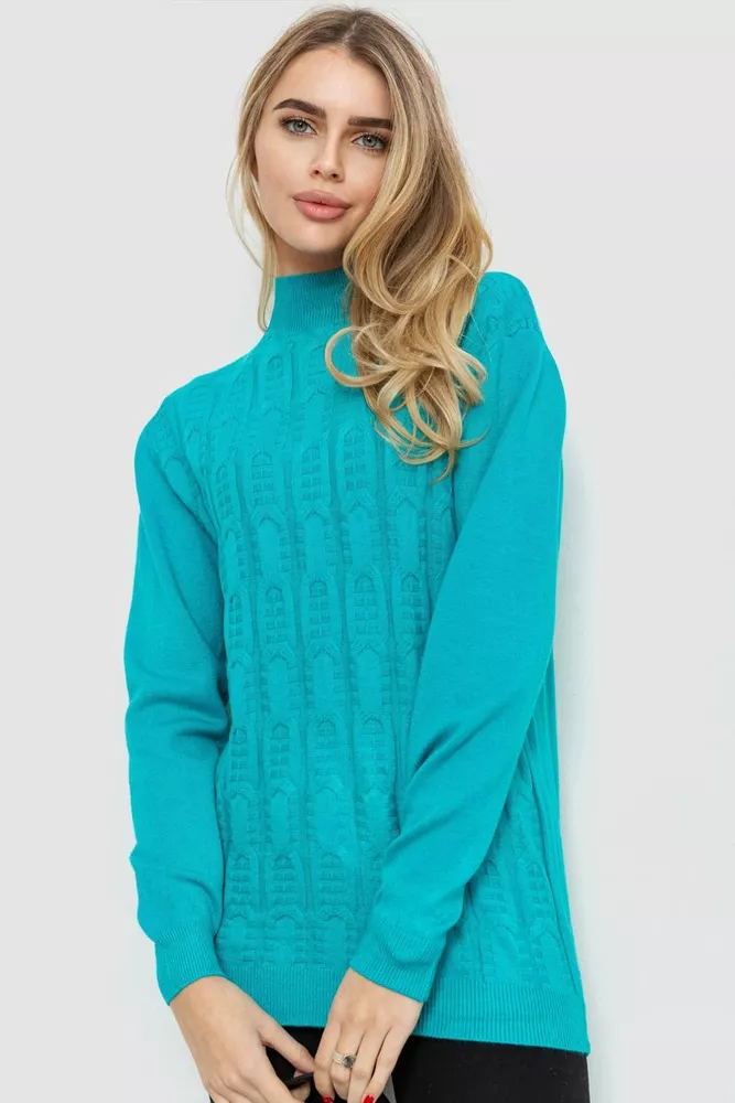 Купити Светр жіночий   -уцінка, колір бірюзовий, 221R20PCS4-U-2 - Фото №1