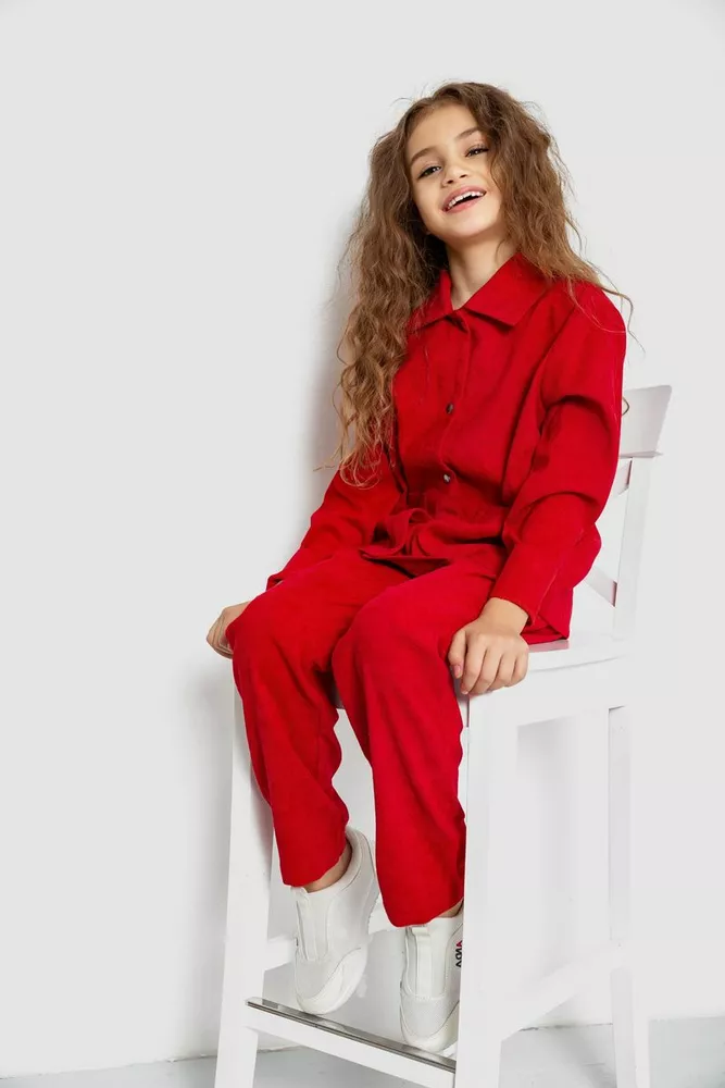 Купити Костюм дитячий для дівчаток вельвет, колір червоний, 102R1524 - Фото №1