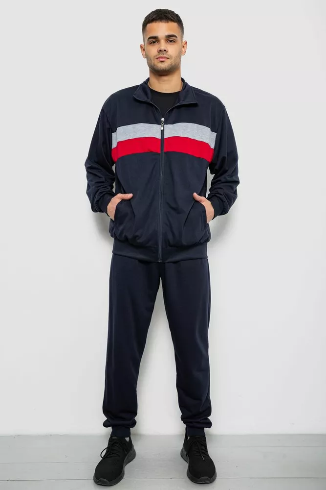 Купити Спортивний костюм чоловічий двонитка, колір синій, 244R9167 - Фото №1