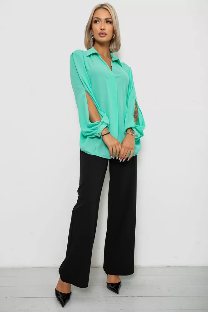 Купити Блуза однотонна  -уцінка, колір м'ятний, 230R1162-U-9 оптом - Фото №2