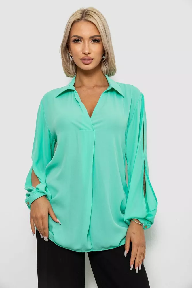 Купити Блуза однотонна  -уцінка, колір м'ятний, 230R1162-U-9 оптом - Фото №1