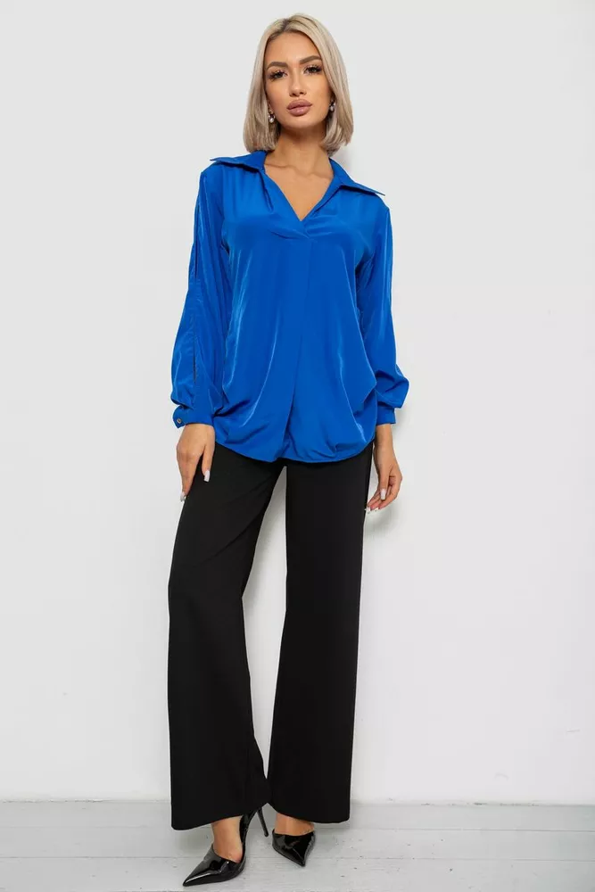 Купити Блуза однотонна  -уцінка, колір електрик, 230R1162-U-10 - Фото №2