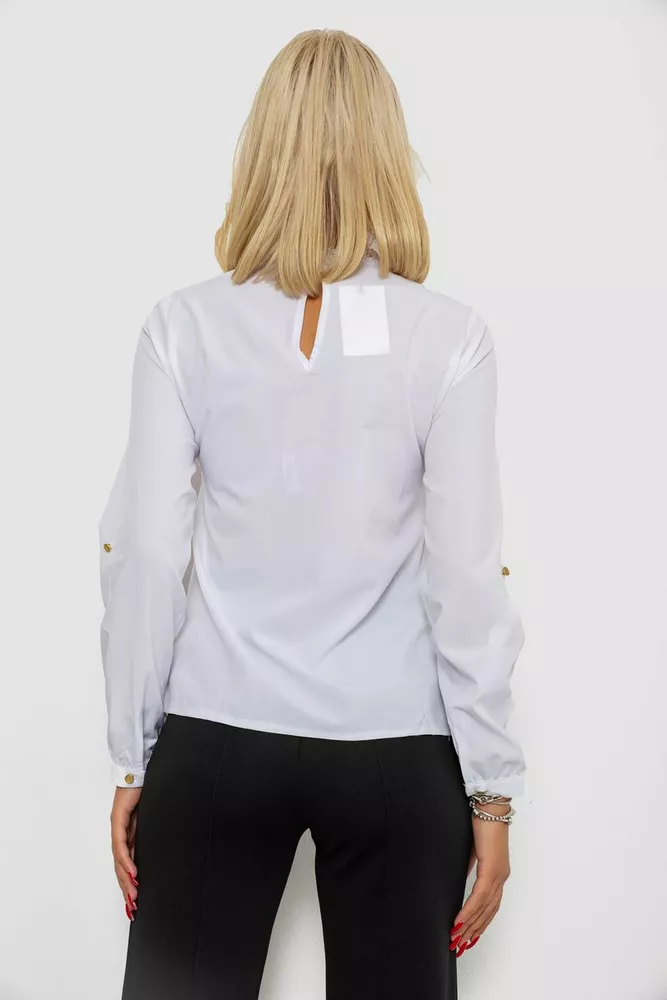 Купити Блуза однотонна  -уцінка, колір білий, 230R232-1-U-2 оптом - Фото №4