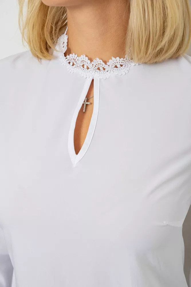 Купити Блуза однотонна  -уцінка, колір білий, 230R232-1-U-3 - Фото №5