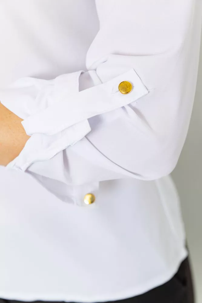 Купити Блуза однотонна  -уцінка, колір білий, 230R1122-3-U-7 - Фото №5