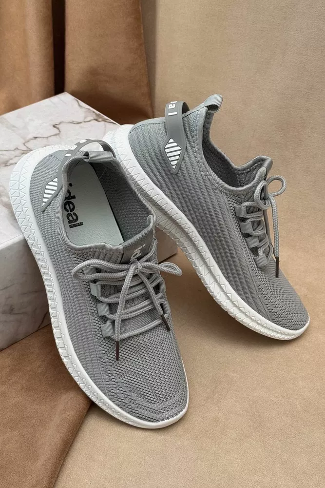 Купити Кросівки чоловічі текстиль, колір світло-сірий, 243R779-1 оптом - Фото №3