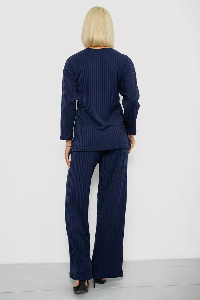 Купить Костюм женский трикотажный в рубчик, цвет синий, 257R1321-1 - Фото №4
