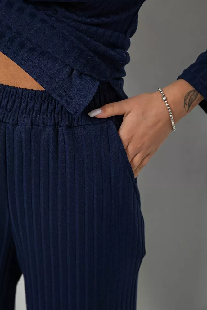 Купить Костюм женский трикотажный в рубчик, цвет синий, 257R1321-1 - Фото №5