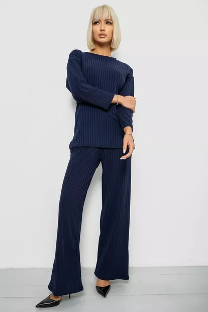 Костюм женский трикотажный в рубчик, цвет синий, 257R1321-1