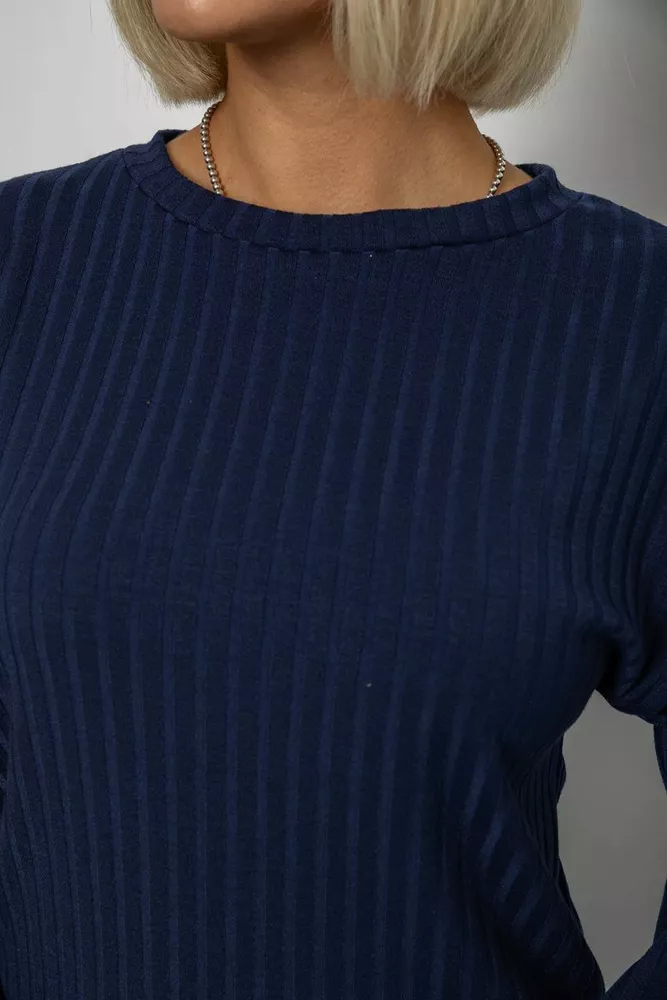 Купить Костюм женский трикотажный в рубчик, цвет синий, 257R1321-1 - Фото №6