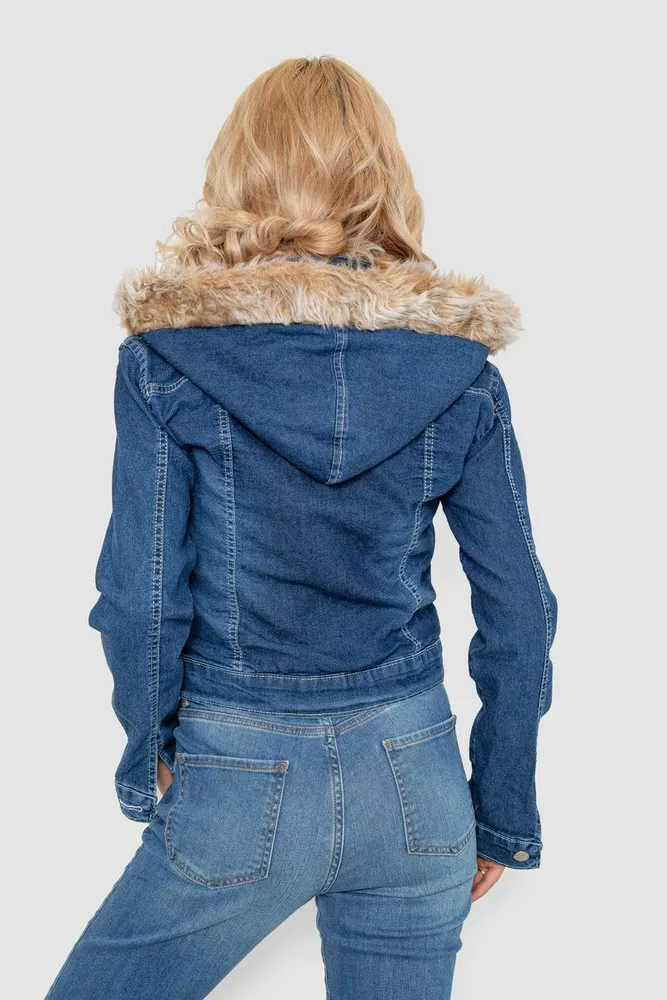 Купити Джинсова куртка жіноча коротка, колір синій, 247R9029 оптом - Фото №4