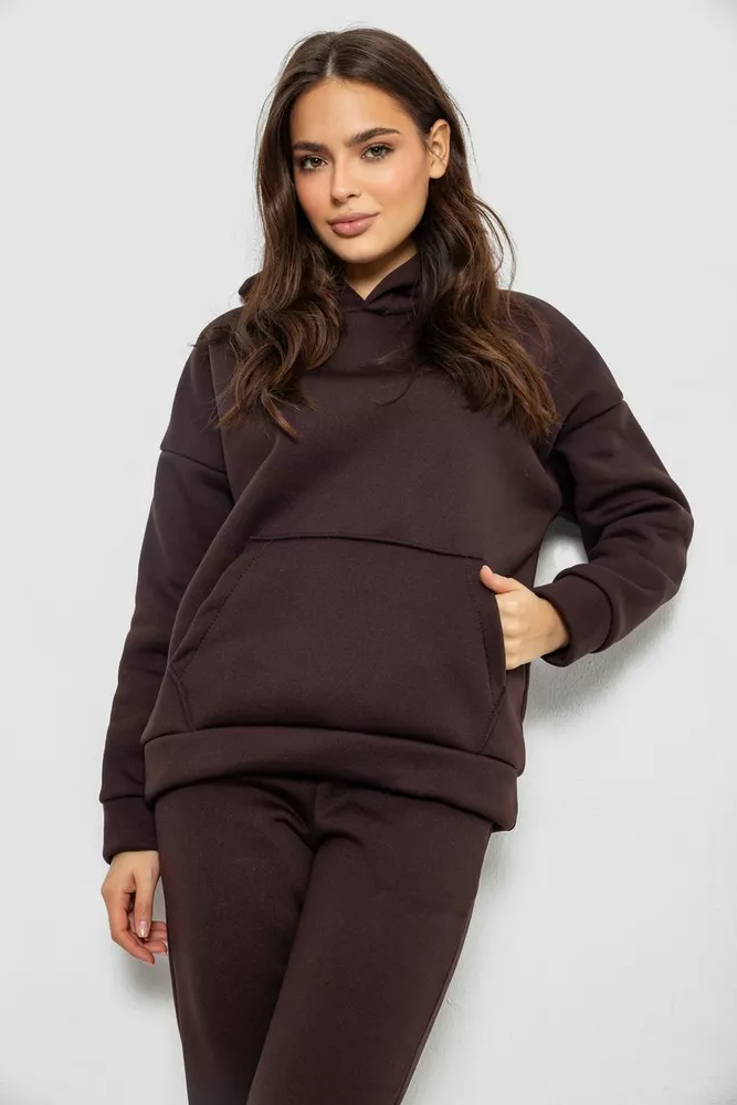 Купити Спортивний костюм жіночий на флісі  уцінка, колір шоколадний, 257R85-U-2 - Фото №2
