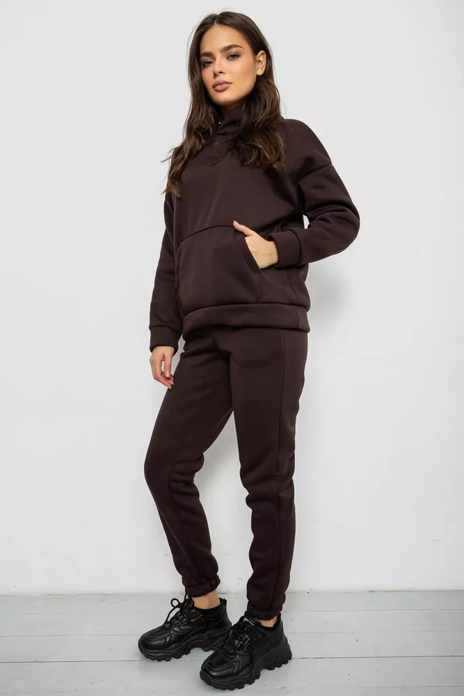 Купити Спортивний костюм жіночий на флісі  уцінка, колір шоколадний, 257R85-U-2 - Фото №3
