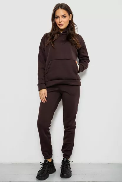 Спортивный костюм женский на флисе  -уценка, цвет шоколадный, 257R85-U-2