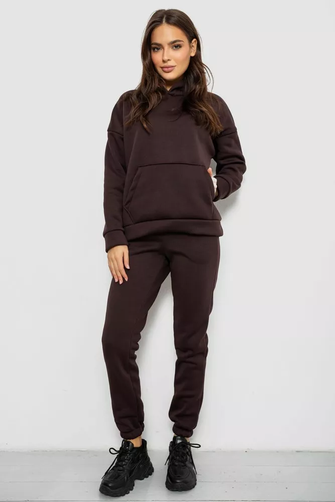 Купити Спортивний костюм жіночий на флісі  уцінка, колір шоколадний, 257R85-U-2 - Фото №1