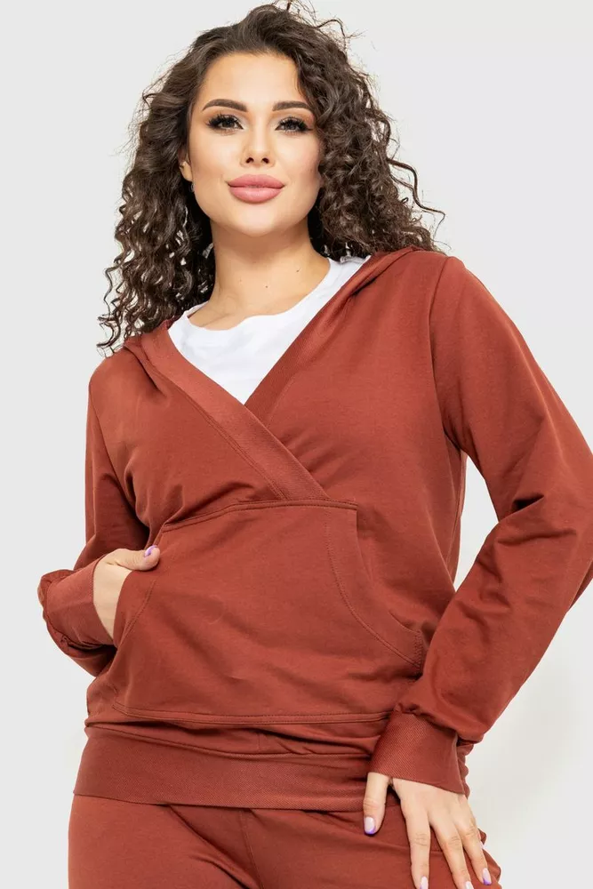 Купити Женский спортивный костюм тройка, бата,л терракотового цвета, 102R087 - Фото №2