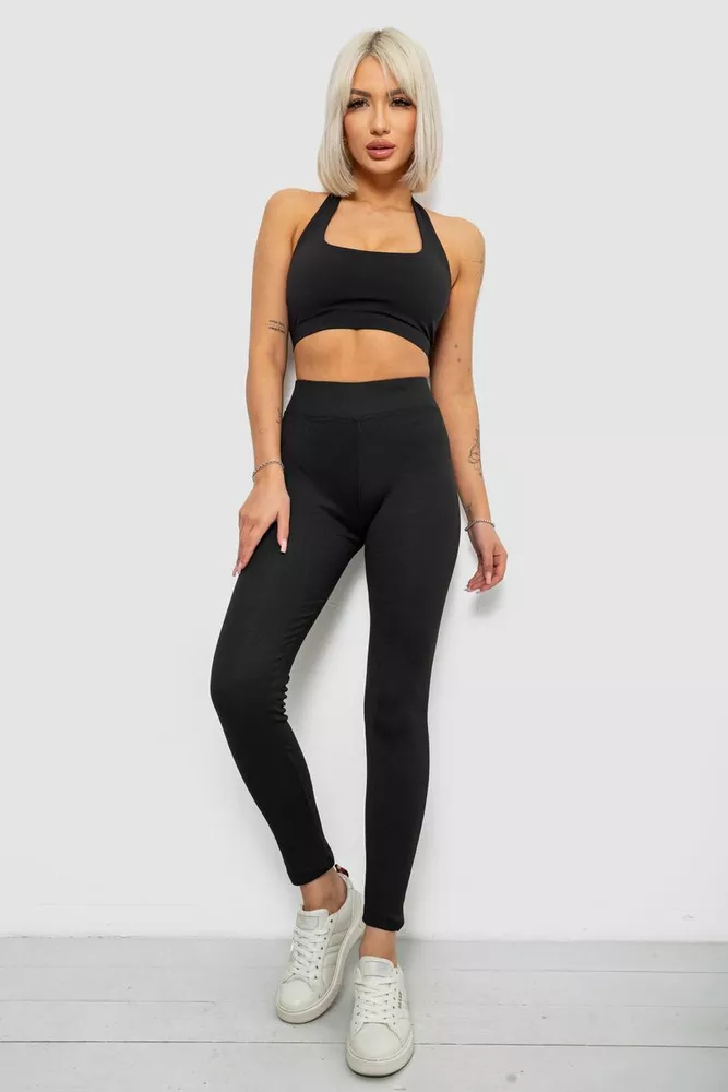 Купити Лосини жіночі утеплені, колір чорний, 214R334 - Фото №2