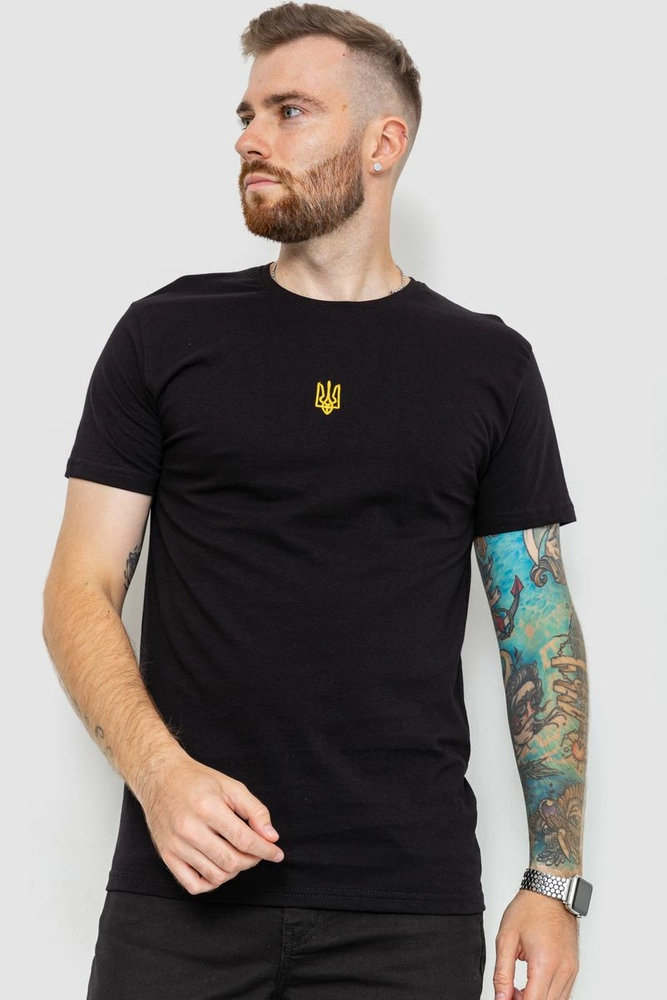 Купить Футболка мужская патриотическая, цвет черный, 182R002 - Фото №1