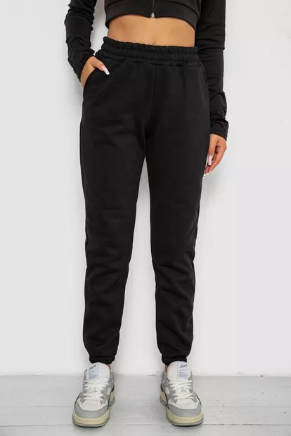 Спортивные штаны женские на флисе  -уценка, цвет черный, 238R57828-U-46