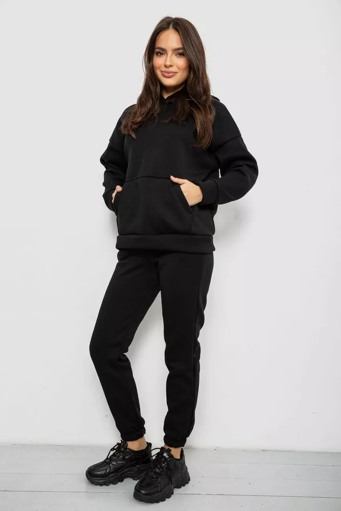 Купити Спортивний костюм жіночий на флісі  уцінка, колір чорний, 257R85-U-3 - Фото №3