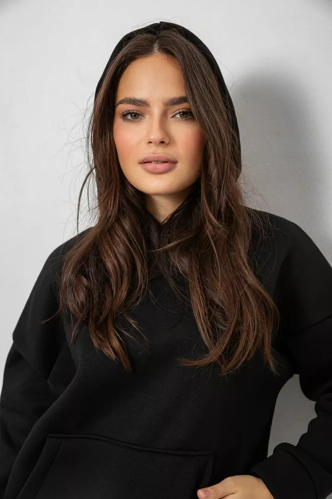 Купити Спортивний костюм жіночий на флісі  уцінка, колір чорний, 257R85-U-3 - Фото №5