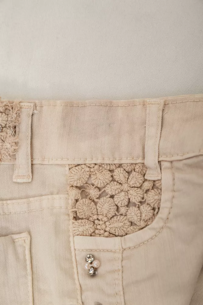 Купити Шорти джинсові для дівчинки  -уцінка, колір темно-бежевий, 247R10036-U-4 - Фото №5