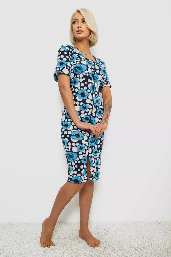 Купить Халат женский на молнии с принтом, цвет голубой, 257R1030-2 - Фото №3