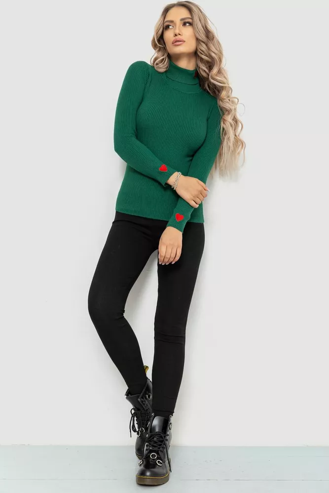 Купить Гольф женский однотонный  -уценка, цвет зеленый, 204R052-U-4 - Фото №2