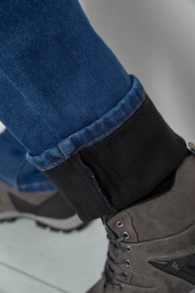 Купити Джинси чоловічі на флісі  уцінка, колір синій, 254R2406-U - Фото №6