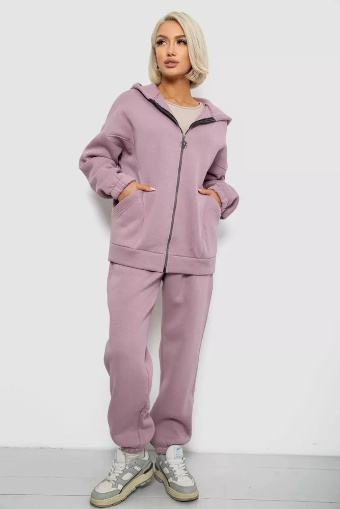 Купить Спортивный костюм женский на флисе, цвет сиреневый, 247R1058-6 - Фото №1