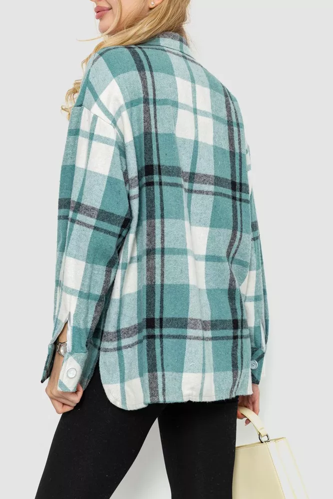 Купити Сорочка жіноча в клітку, колір оливково-молочний, 230R019 - Фото №4