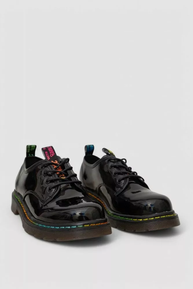 Купить Лоферы женские на шнурках лаковые  -уценка, цвет черный, 248RRT17-6-U - Фото №3