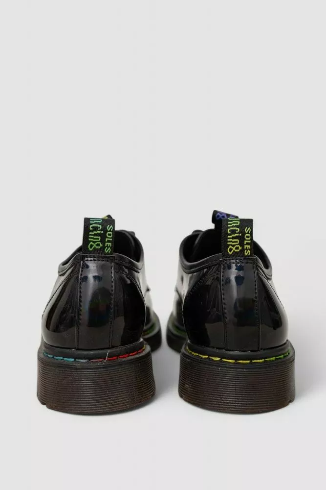 Купить Лоферы женские на шнурках лаковые  -уценка, цвет черный, 248RRT17-6-U - Фото №4