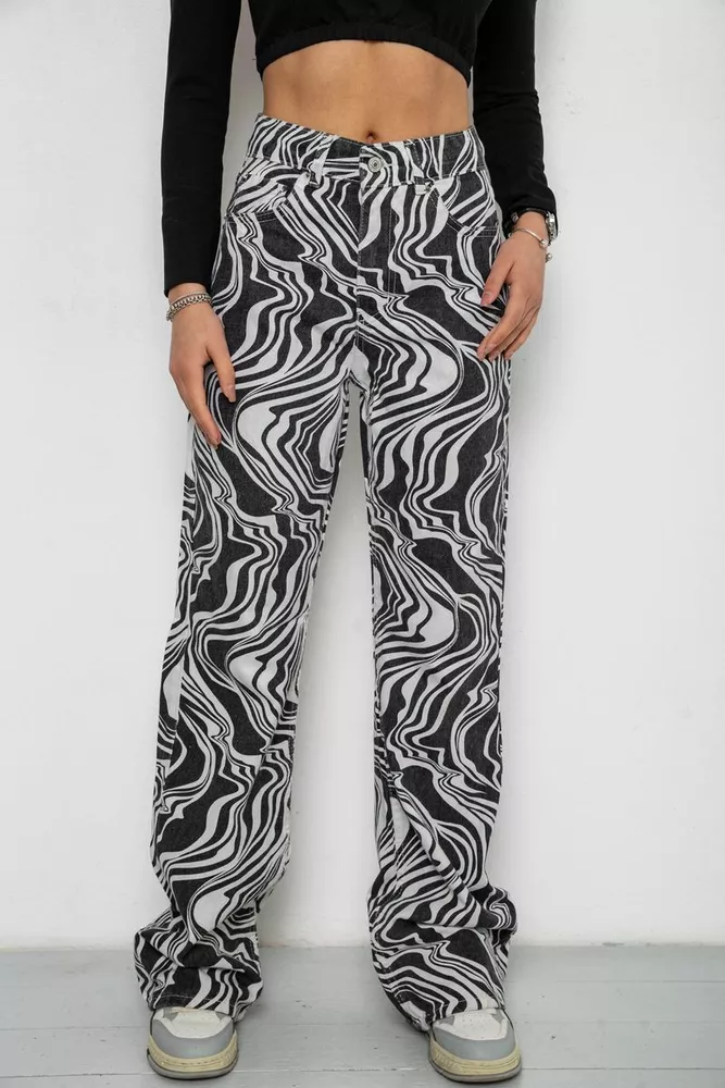 Купити Джинси жіночі   -уцінка, колір чорно-білий, 250R1145-U - Фото №1