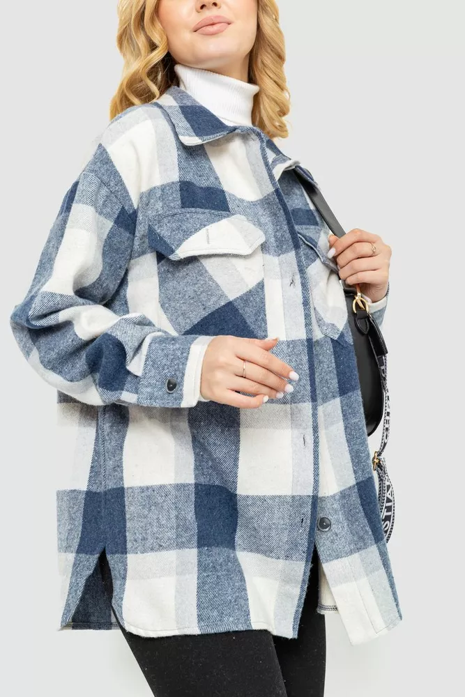 Купити Сорочка жіноча в клітку, колір джинс, 230R019 - Фото №3