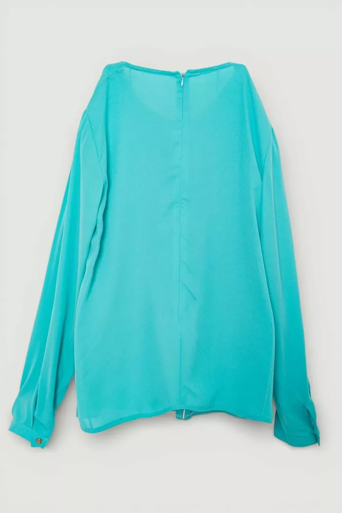 Купити Блуза однотонна  -уцінка, колір світло-бірюзовий, 230R306-U-100 - Фото №3