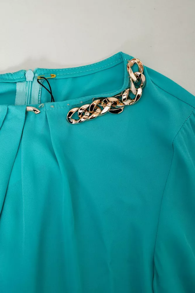 Купити Блуза однотонна  -уцінка, колір світло-бірюзовий, 230R306-U-100 - Фото №4