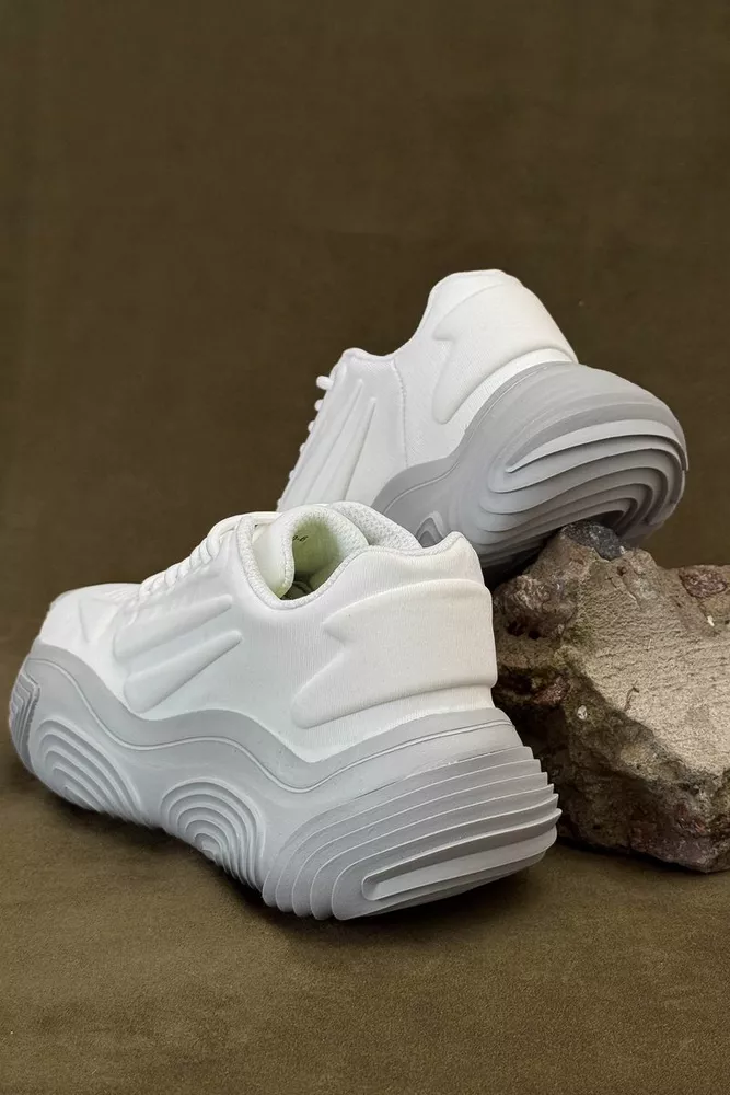 Купить Кроссовки женские текстиль, цвет бело-серый, 248RCX1260 - Фото №3