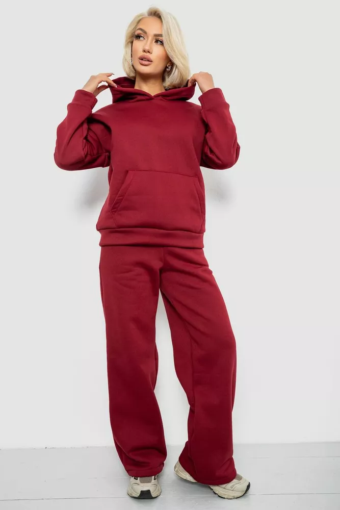 Купить Спортивный костюм женский на флисе  -уценка, цвет бордовый, 257R87-U - Фото №3