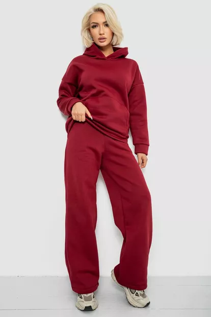 Спортивный костюм женский на флисе  -уценка, цвет бордовый, 257R87-U